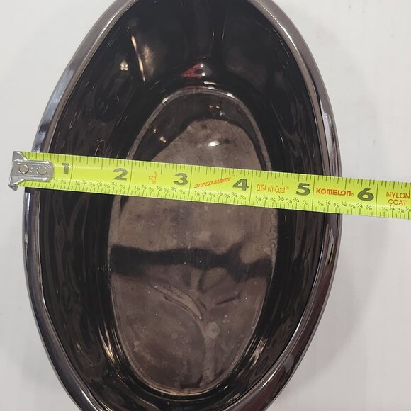 Vintage Haegar Pottery Metallic Copper Luster Ceramic Oval Planter With Raised F - Picture 7 of 8
